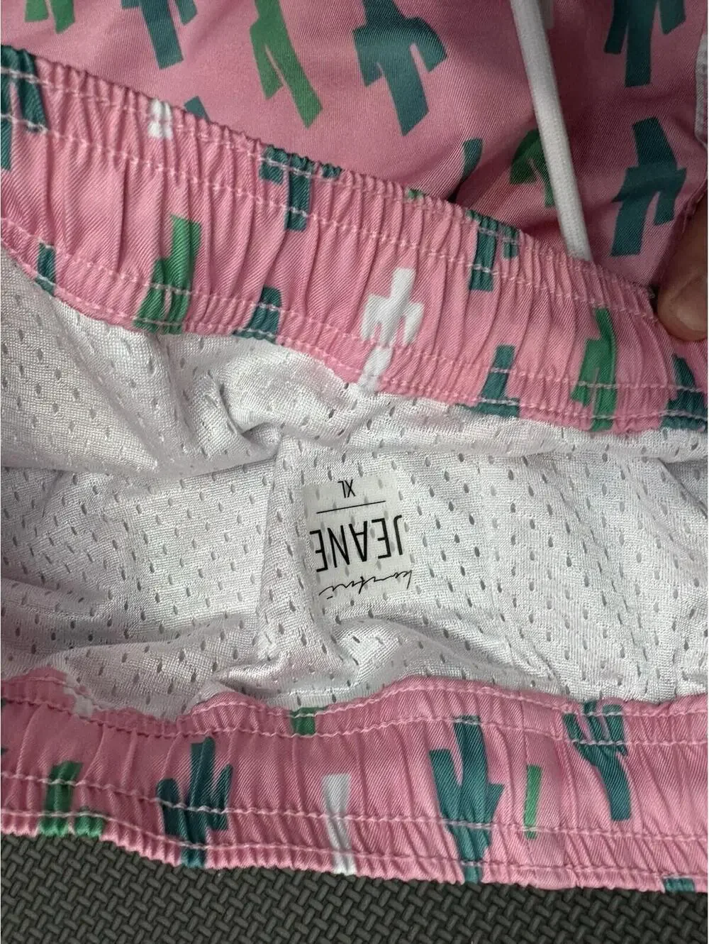 (RFB2) Kortni Jeane Mens Pink Swim Trunks Board Shorts Size XL Figure Print NWT